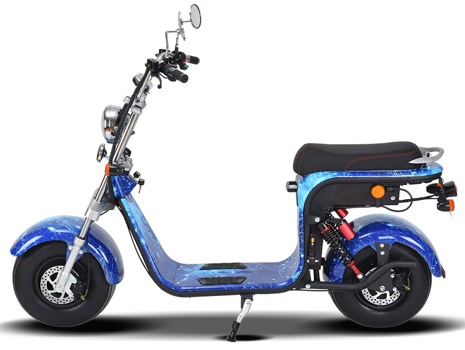 RocknBikes Harley Scooter REH05 8-4 BlueMix Elektro Motorroller CityCoco Alu Felgen Akku 60V20Ah