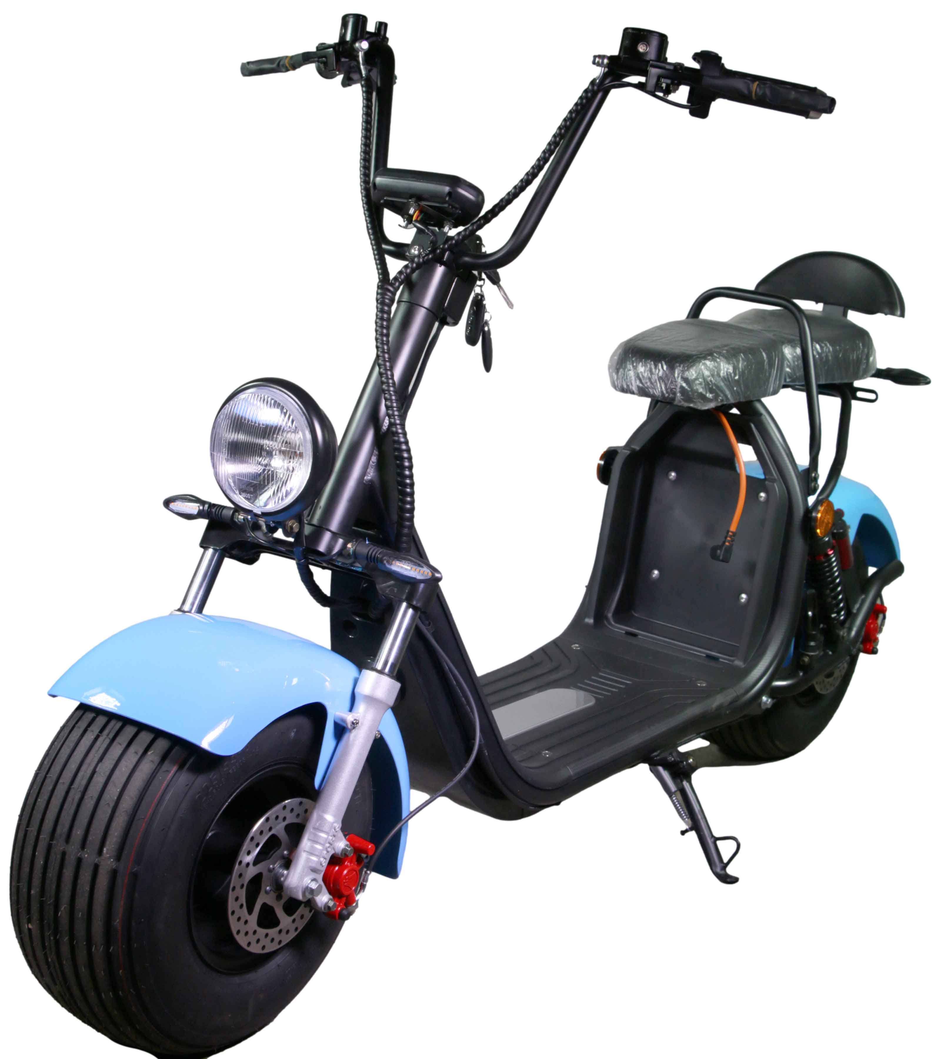 HR-2 RocknBikes Elektroroller Motorroller 45km/h Harley Scooter CitiCoco Baby Blue 60V20AH