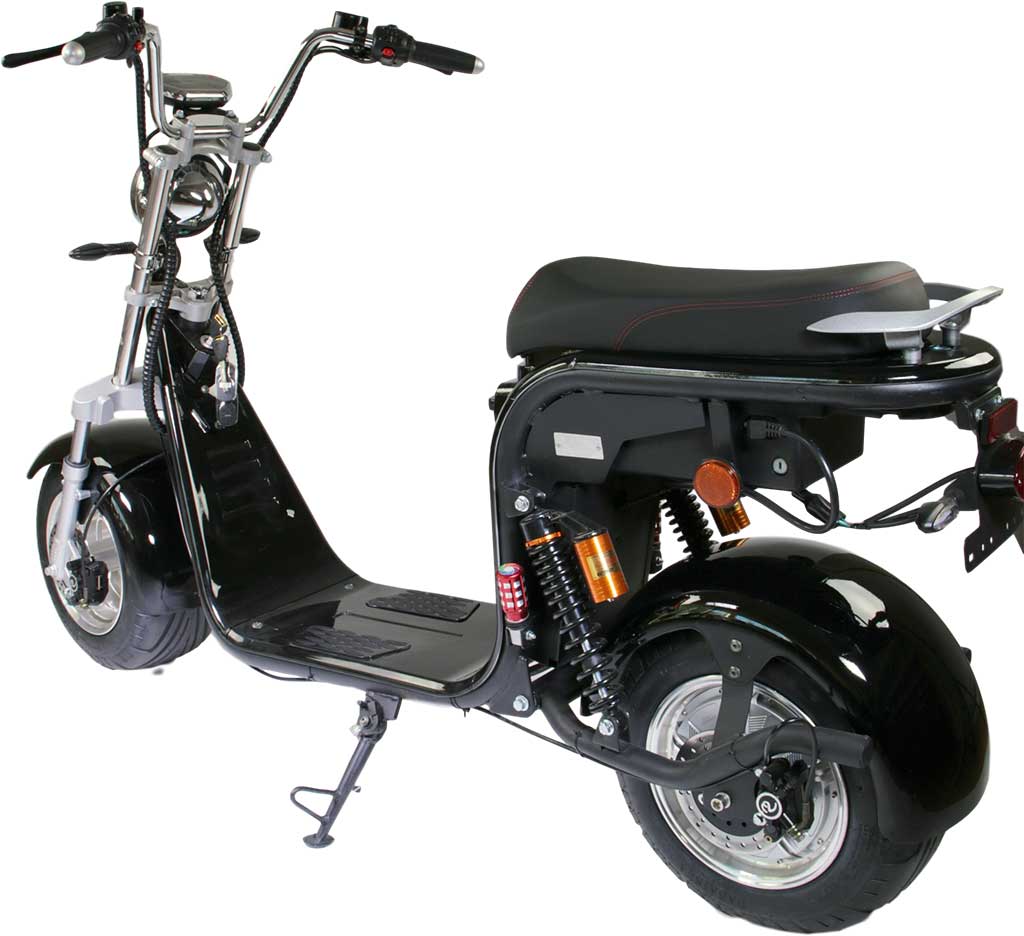 RocknBikes Harley Scooter REH05 45km/h Mokick Schwarz Elektro Motorroller CityCoco Alu Felgen Akku 60V20Ah