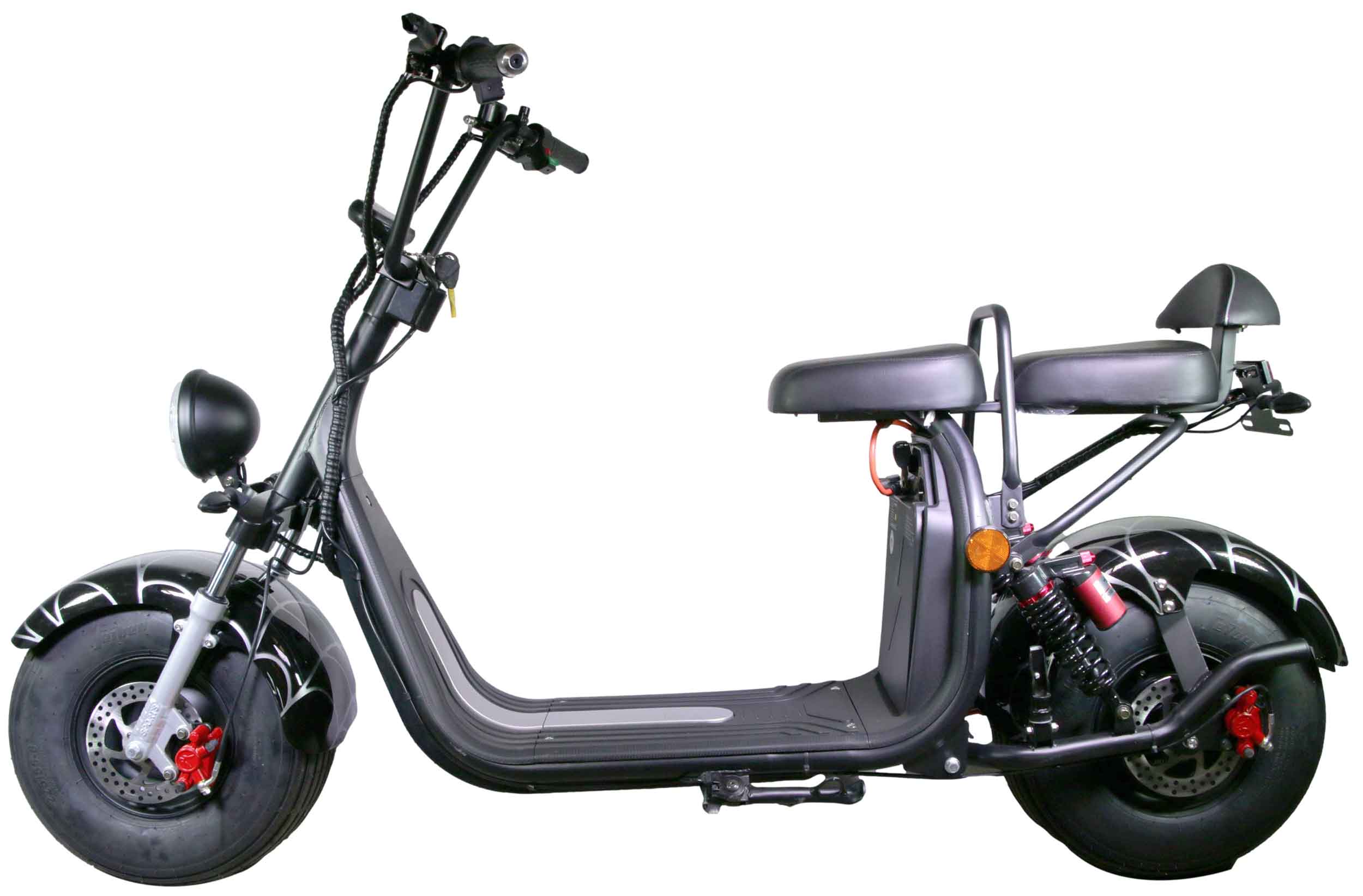 HR-2 RocknBikes Elektroroller Motorroller 45km/h Harley Scooter CitiCoco Spider Black Akku 60V20Ah Akku