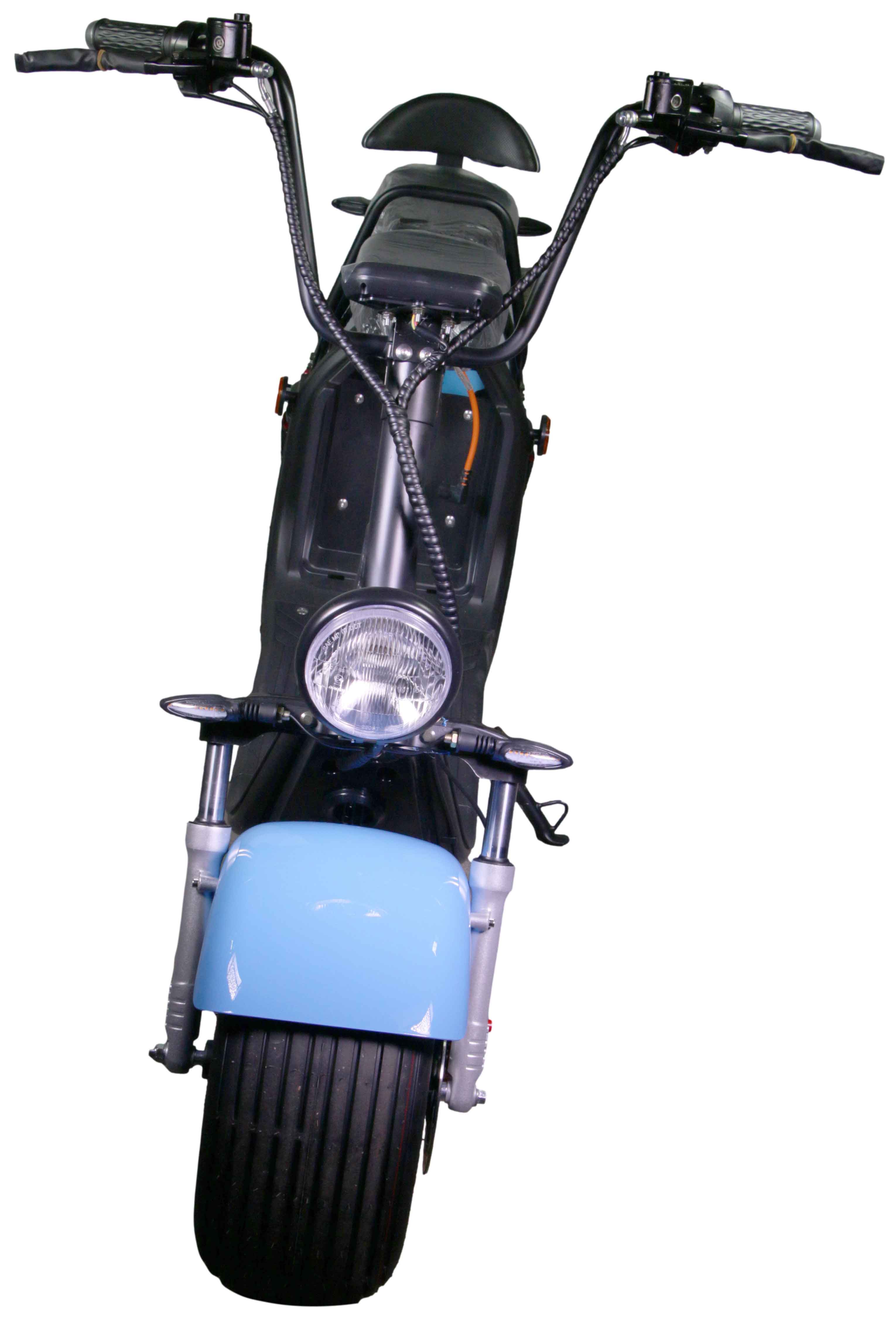 HR-2 RocknBikes Elektroroller Motorroller 45km/h Harley Scooter CitiCoco Baby Blue 60V20AH