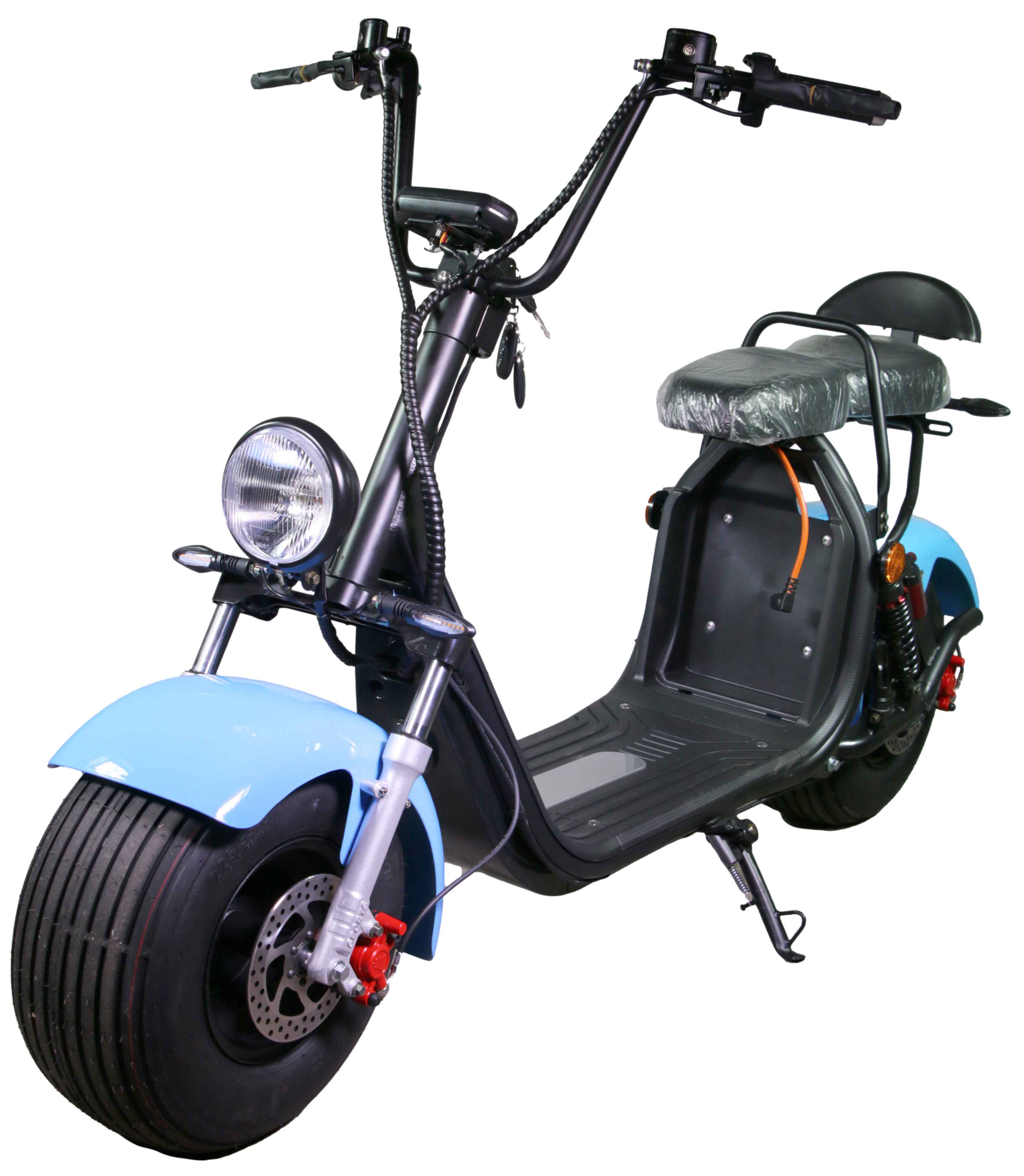 HR-2 RocknBikes Elektroroller Motorroller 45km/h Harley Scooter CitiCoco Baby Blue 60V20AH