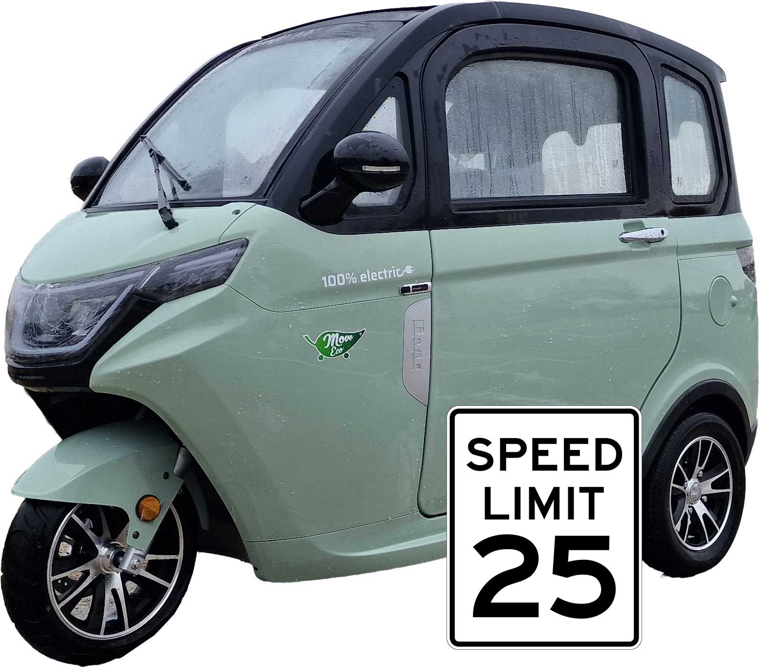 MoveEco MicroCar 25km/h XR2E Mofa Version Mint-Schwarz 2 Personen Zulassung Mint-Grün führerscheinfrei für die Generation 59+