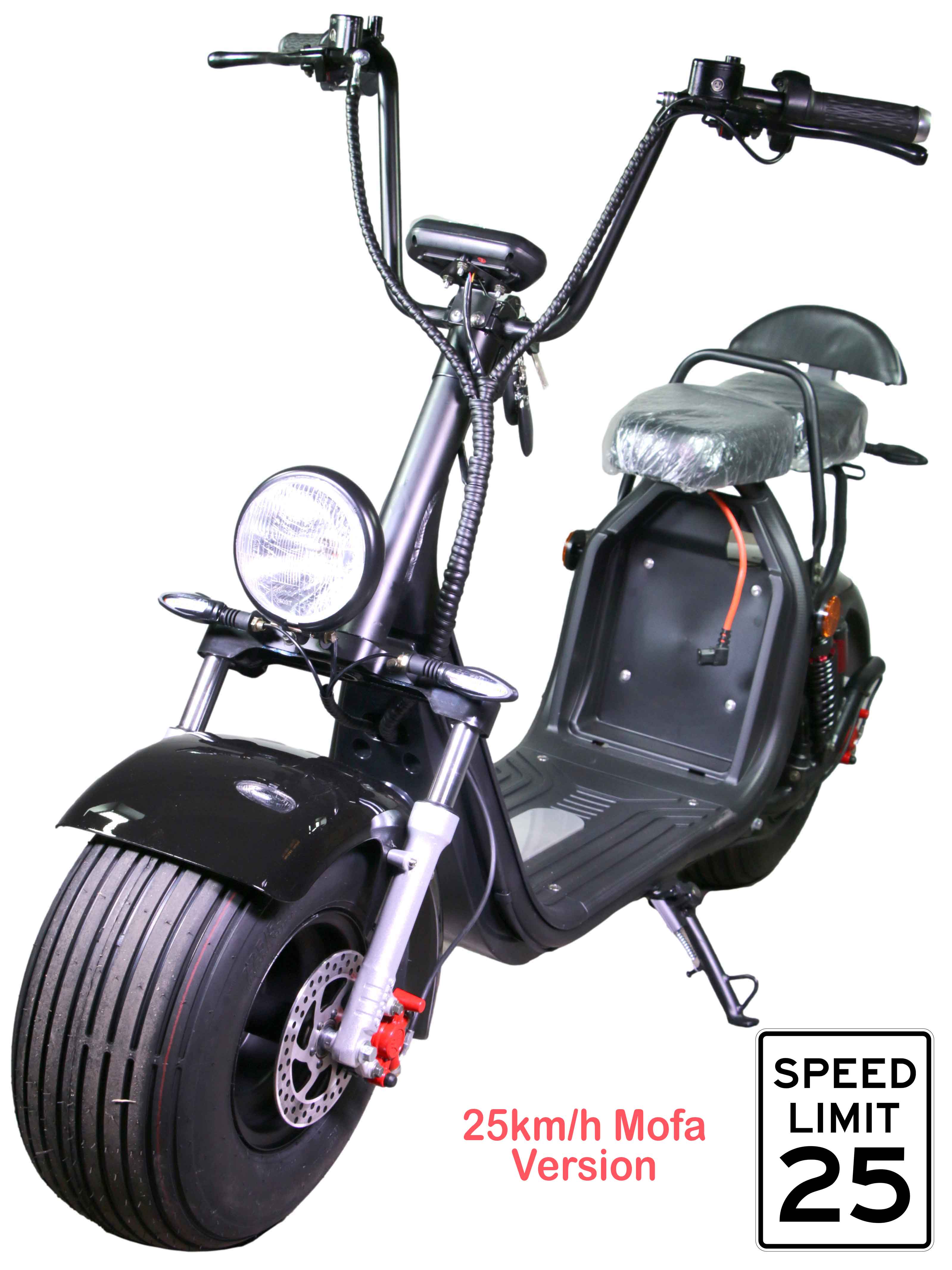 HR-2 25km/h Mofa ohne Akku RocknBikes Elektroroller Motorroller  Harley Scooter CitiCoco Black Shiny