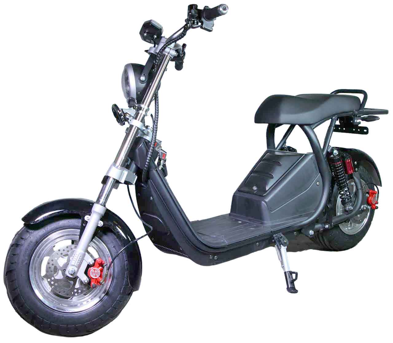 RocknBikes CP5 Alu-Felgen Motorroller 45km/h Elektroscooter Schwarz mit 60V20Ah Akku und Ladegerät komplett zusammengebaut