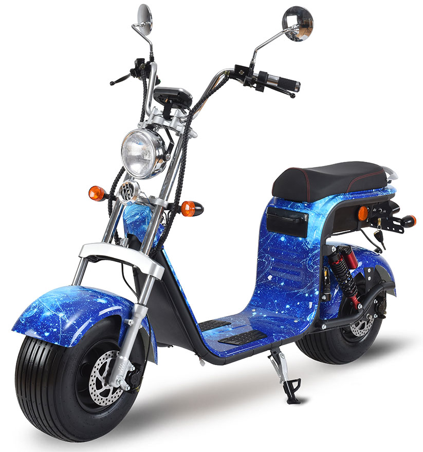 RocknBikes Harley Scooter REH05 8-4 BlueMix Elektro Motorroller CityCoco Alu Felgen Akku 60V20Ah