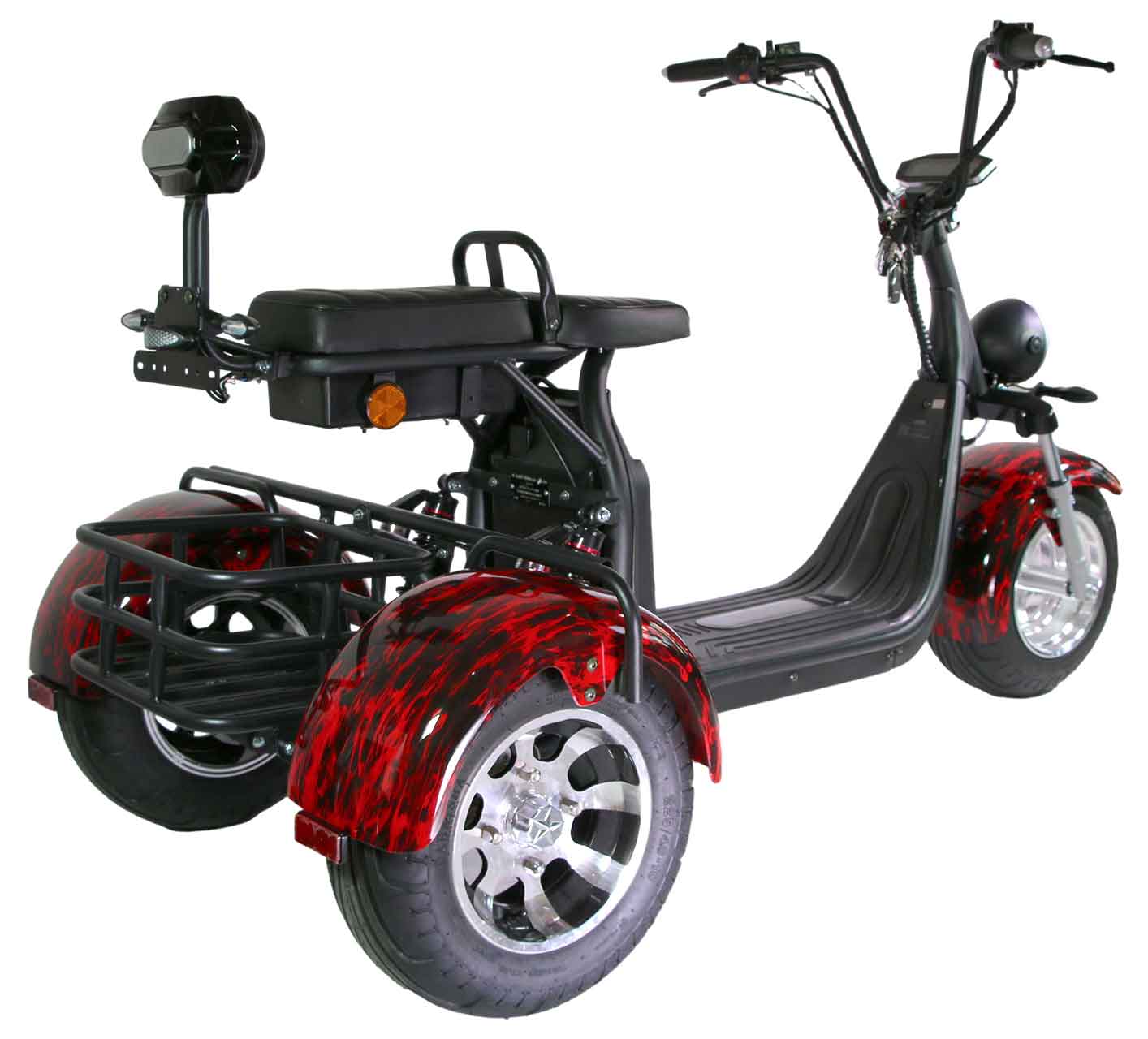 Rocknbikes CP3.1 Trike Schwarz/Rot 45km/h Elektroroller mit Akku 60V25Ah