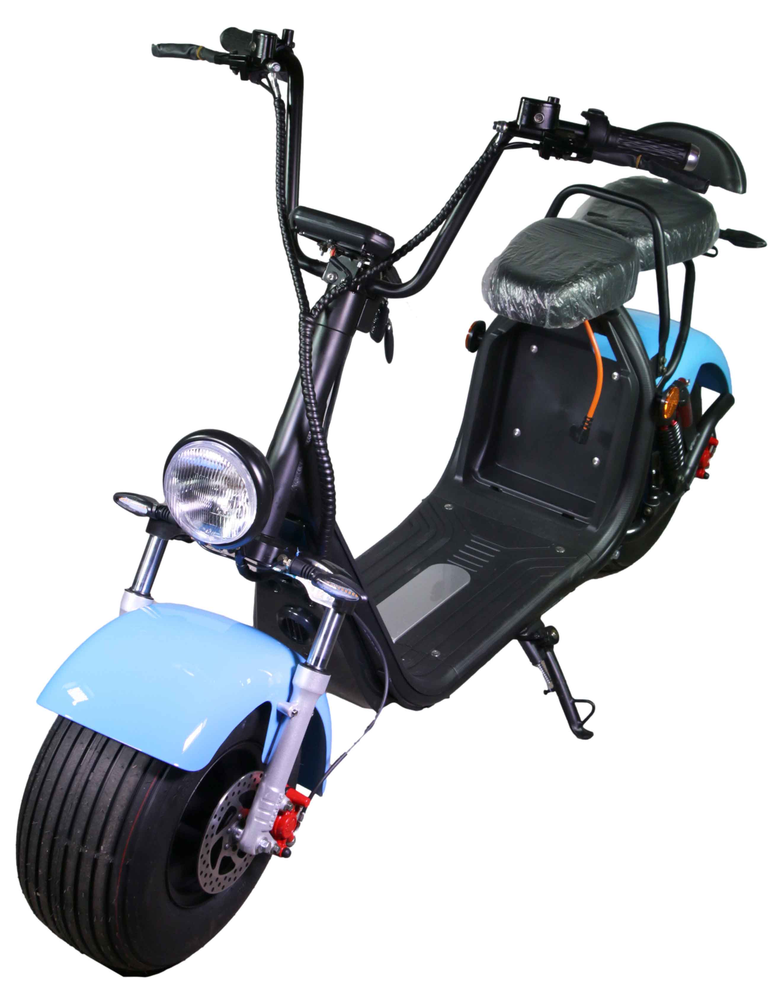 HR-2 RocknBikes Elektroroller Motorroller 45km/h Harley Scooter CitiCoco Baby Blue 60V20AH