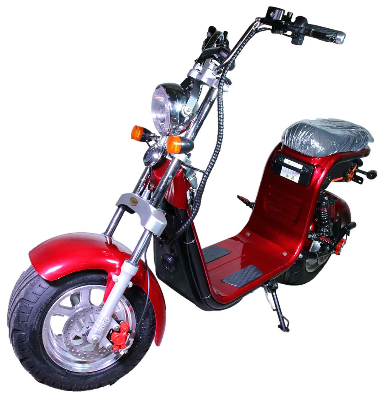 RocknBikes Harley Scooter REH05 8-4 Burgundy Rot metalic Elektro Motorroller Scooter CityCoco Alu Felgen Akku 60V20Ah Ausstellungsfahrzeug