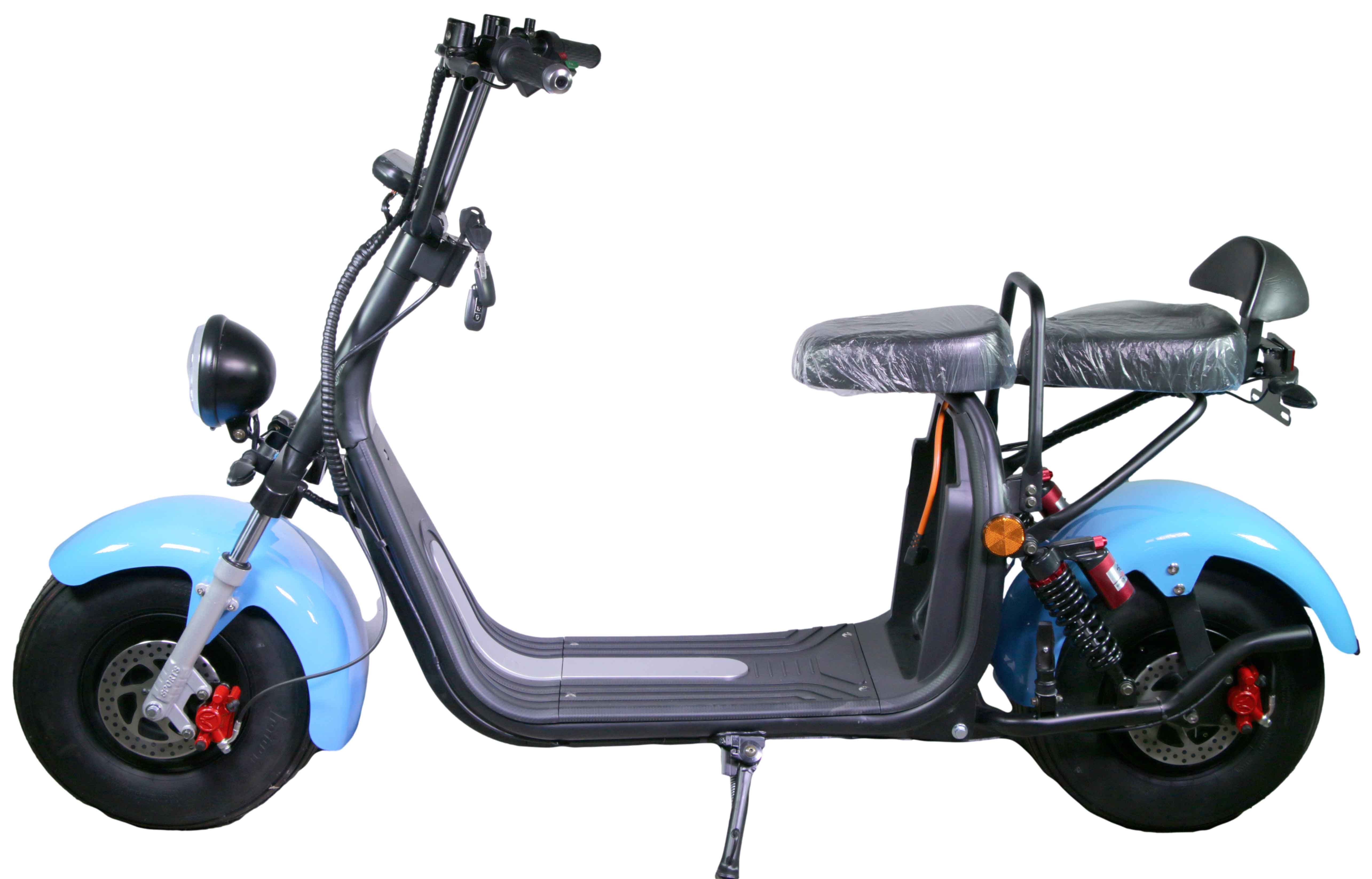 HR-2 RocknBikes Elektroroller Motorroller 45km/h Harley Scooter CitiCoco Baby Blue 60V20AH