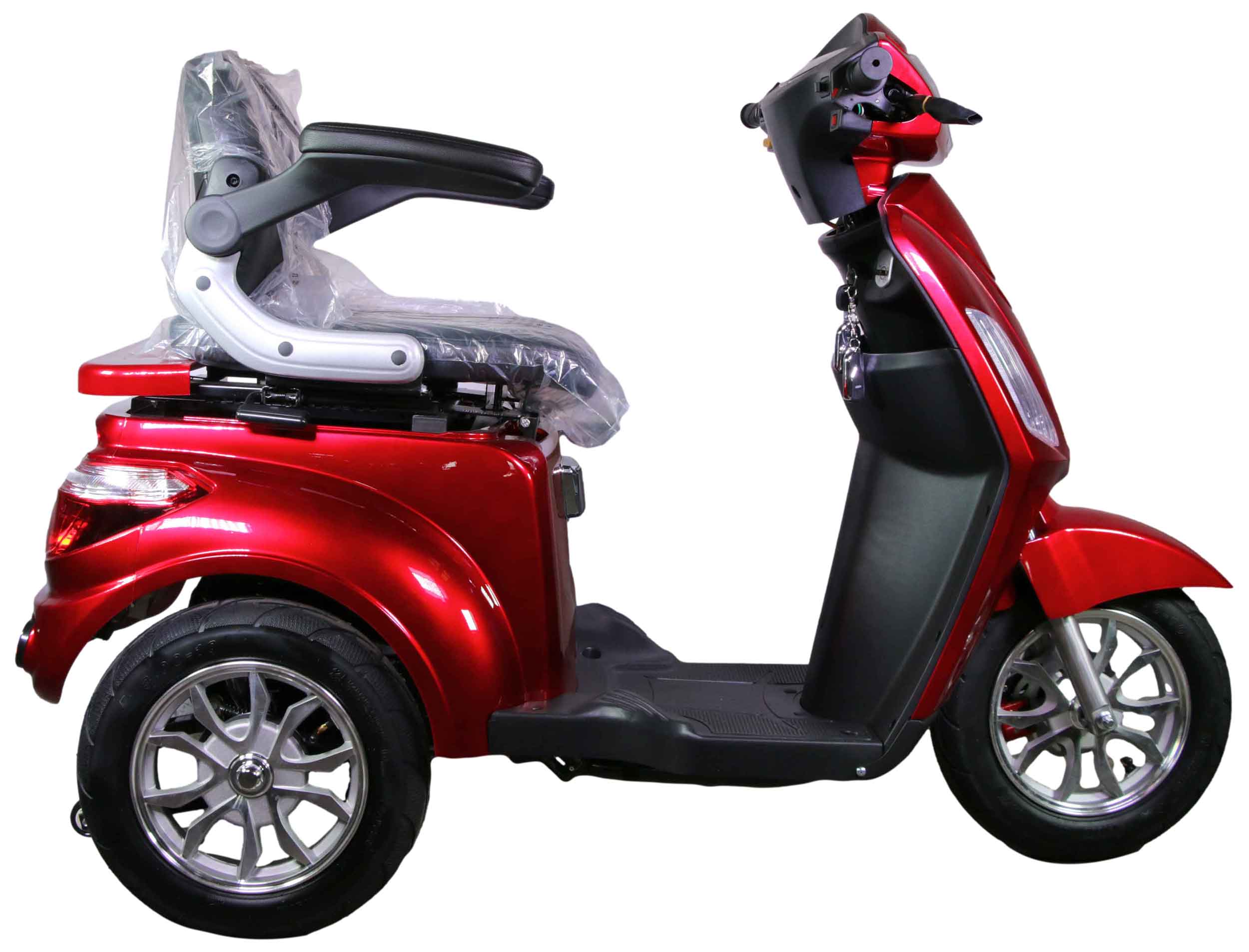 Rocknbikes R500 Elektro-Seniorenmobil Burgundy Rot metallic 25km/h Akku 60V20aH Senioren Roller E-Scooter Roller